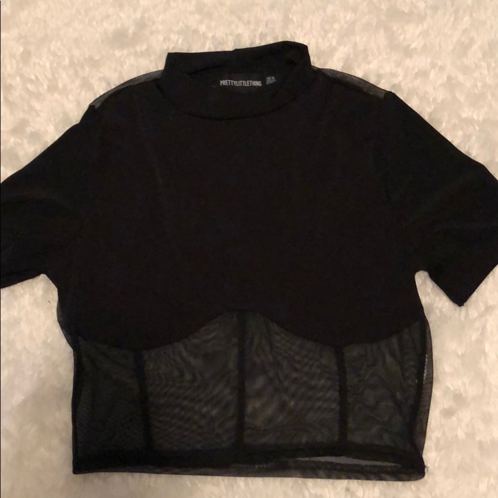 High neck corset bodice black crop top